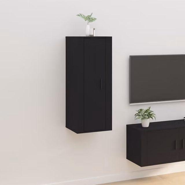Berkfield Home Black Wall Mounted TV Cabinet, W/D/H: 100 x 34 x 40 cm