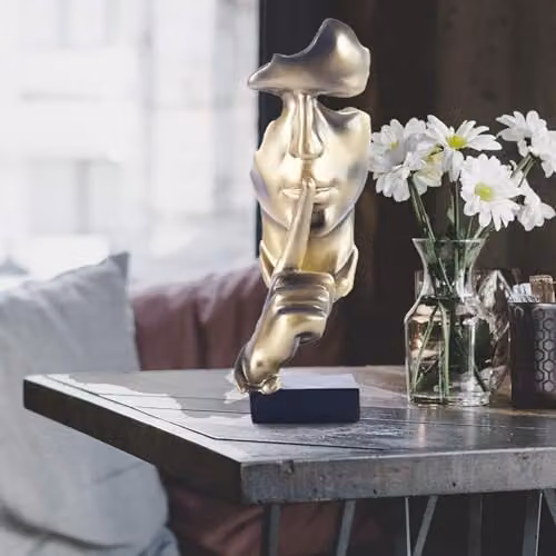 Huhote Abstract Thinker Statue, Gold Minimalist Resin Sculpture for Home and Office Decor – 6