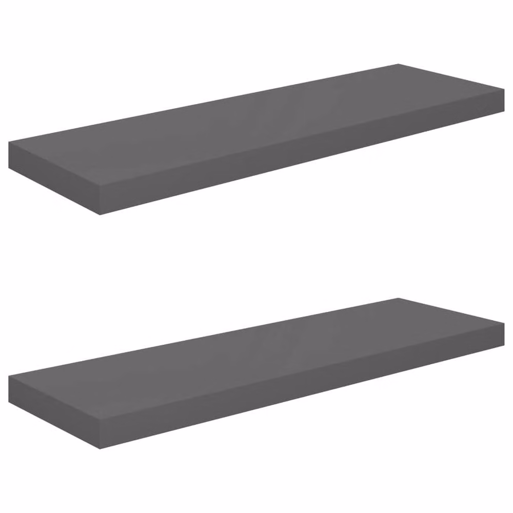 Berkfield Home Durable Floating Wall Shelves, 2 Pack, High Gloss Grey, W: 80 cm, D: 23.5 cm, H: 3.8 cm – 3
