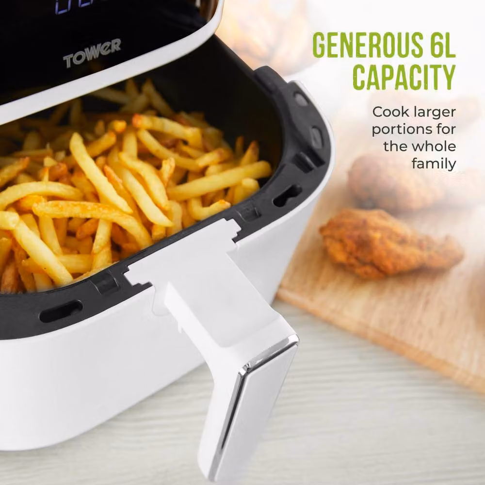 Tower Vortx 6L Air Fryer with Digital Control Panel and 8 Pre-Set Functions, 1700W, White – 4