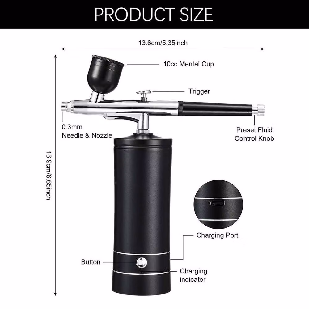 FLAVORA Portable Airbrush Kit with Compressor in Black – 2