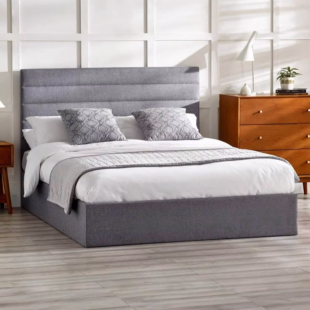 Cheshire Slate Grey Upholstered Ottoman Storage Bed - Double (Width: 135 cm) – 2