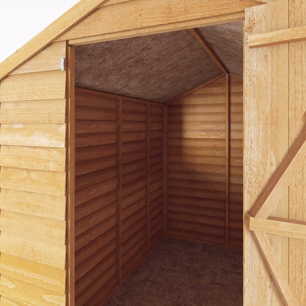 Mercia Brown Overlap Apex Windowless Wooden Garden Shed with Single Door, W/D/H: 160.3 x 215 x 191.9 cm – 2