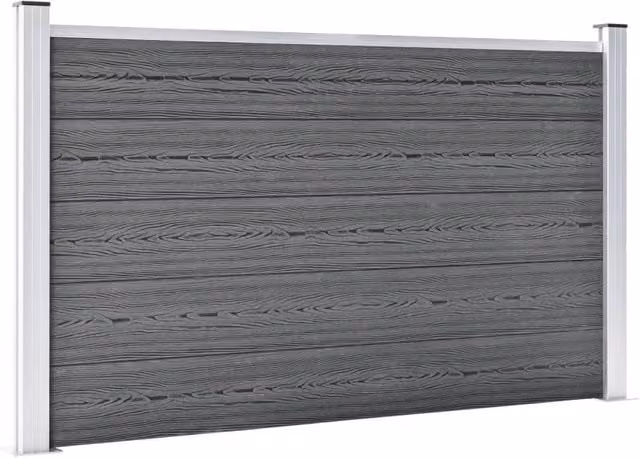Berkfield Home Garden WPC and Aluminium Fence Board, Grey, W: 699 cm, H: 106 cm – 1