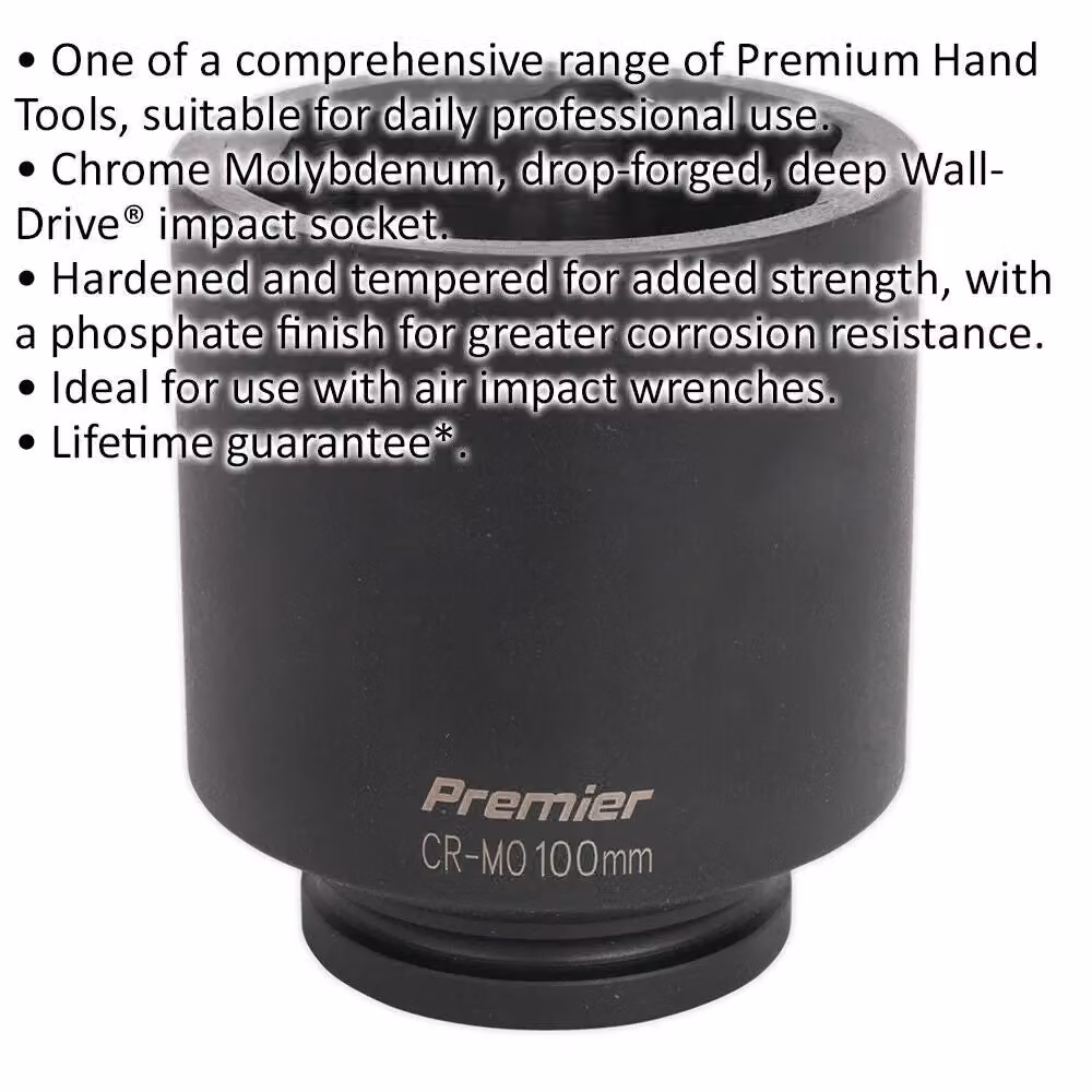 Loops 100mm Forged Deep Impact Socket, 1 Inch Sq Drive, Black Chrome Molybdenum Wrench Socket – 2