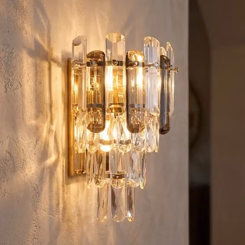 Globo Lighting Orgina Wall Lamp in Chrome with Grey Transparent Crystal, Height: 34 cm – 2