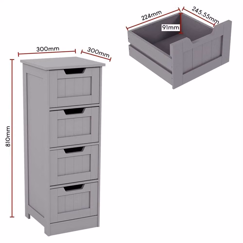 Havendro Grey Wooden 4 Drawer Bathroom Storage Cabinet – 2