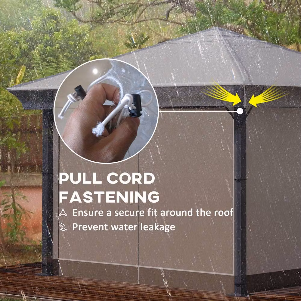 Outsunny Waterproof Transparent Gazebo Protective Cover, W: 200 cm x D: 200 cm – 6