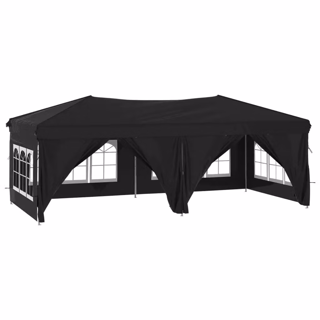 Berkfield Home Folding Party Tent with Sidewalls and Windows, Black and Silver, W: 6 m, D: 3 m, H: 3 m – 2