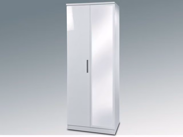 Welcome Knightsbridge White High Gloss 2 Door Tall Mirrored Double Wardrobe