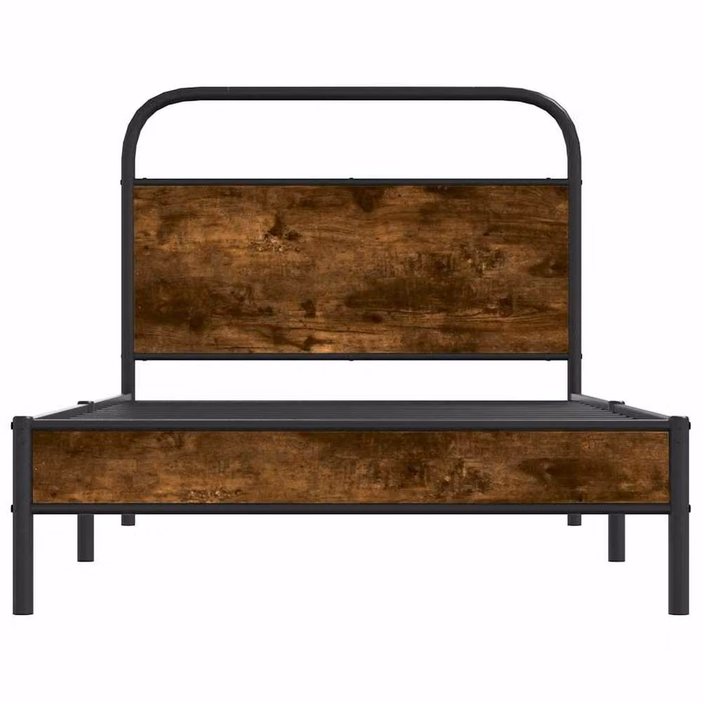 Berkfield Home Elegant Bed Frame in Smoked Oak Brown, W/D/H: 90 x 190 x 196 cm – 4