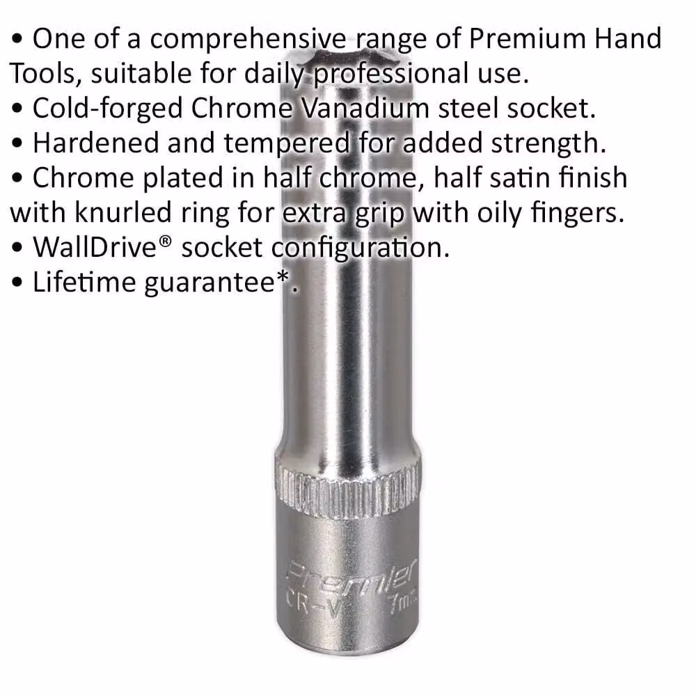 Loops 7mm Deep Drive Socket 1/4 inch Square Drive in Silver Chrome Vanadium – 2