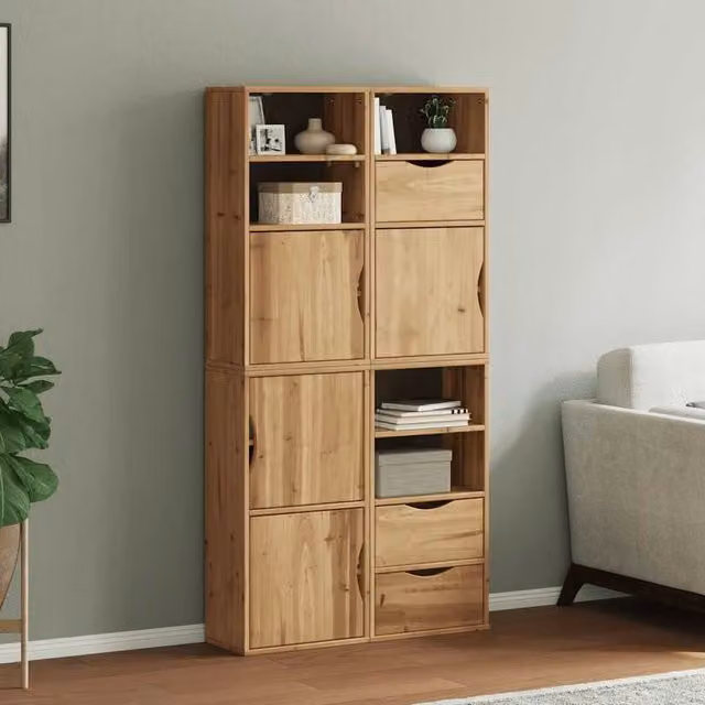 Berkfield Home ODDA Side Cabinets, Set of 4, Brown Solid Wood Pine, W/D/H: 40 x 24 x 79 cm – 1
