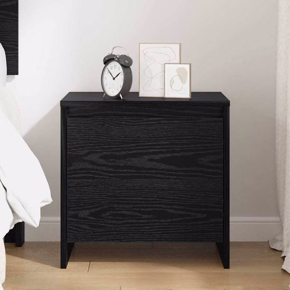 Berkfield Home Black Oak Bedside Cabinet in Rustic Engineered Wood – 3