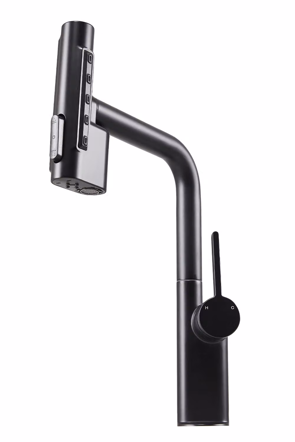 Living and Home Matt Black Stainless Steel Retractable Kitchen Faucet with Pull-out Spout and 5 Spray Modes – 4