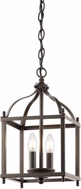 Netlighting Larkin 2 Light Small Ceiling Pendant in Olde Bronze and Brown with E14 Base
