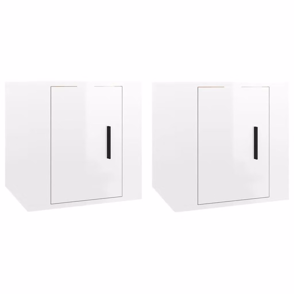 Berkfield Home Set of 2 Wall Mounted High Gloss White TV Cabinets W/D/H: 40 x 34.5 x 40 cm – 2