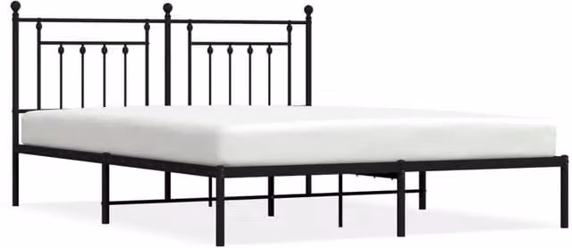 Berkfield Home Metal Bed Frame with Headboard, Black, W/D/H: 180 x 200 cm