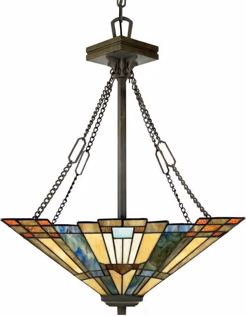 Loops 3 Bulb Ceiling Pendant Light Fitting in Valiant Bronze with Multicolour Glass and Metal Design, E27 100W LED Compatible