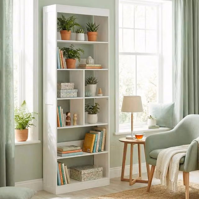 HOMCOM 6 Tier Freestanding Cube Bookcase in White