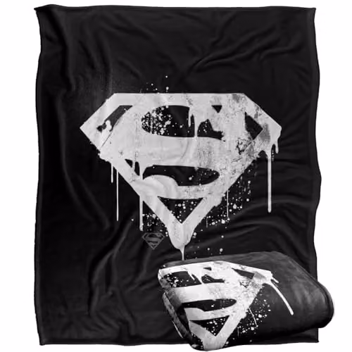 Warner Bros. Superman Graffiti Logo Super Soft Silky Touch Fleece Throw Blanket, Multicolour, W: 127 cm x D: 152.4 cm
