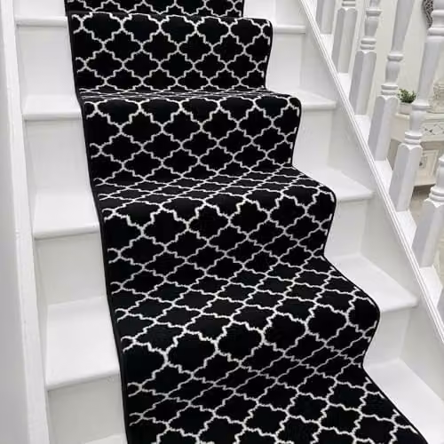 runrug Avanti Stair Runner Carpet in Black, W: 70 cm, L: 480 cm – 1