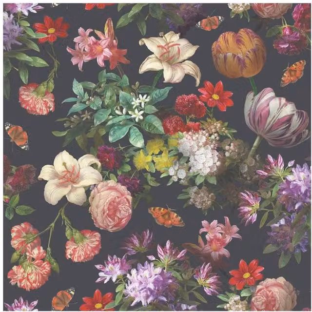 World of Wallpaper Brigette Black and Multicolour Floral Botanical Paper Wallpaper