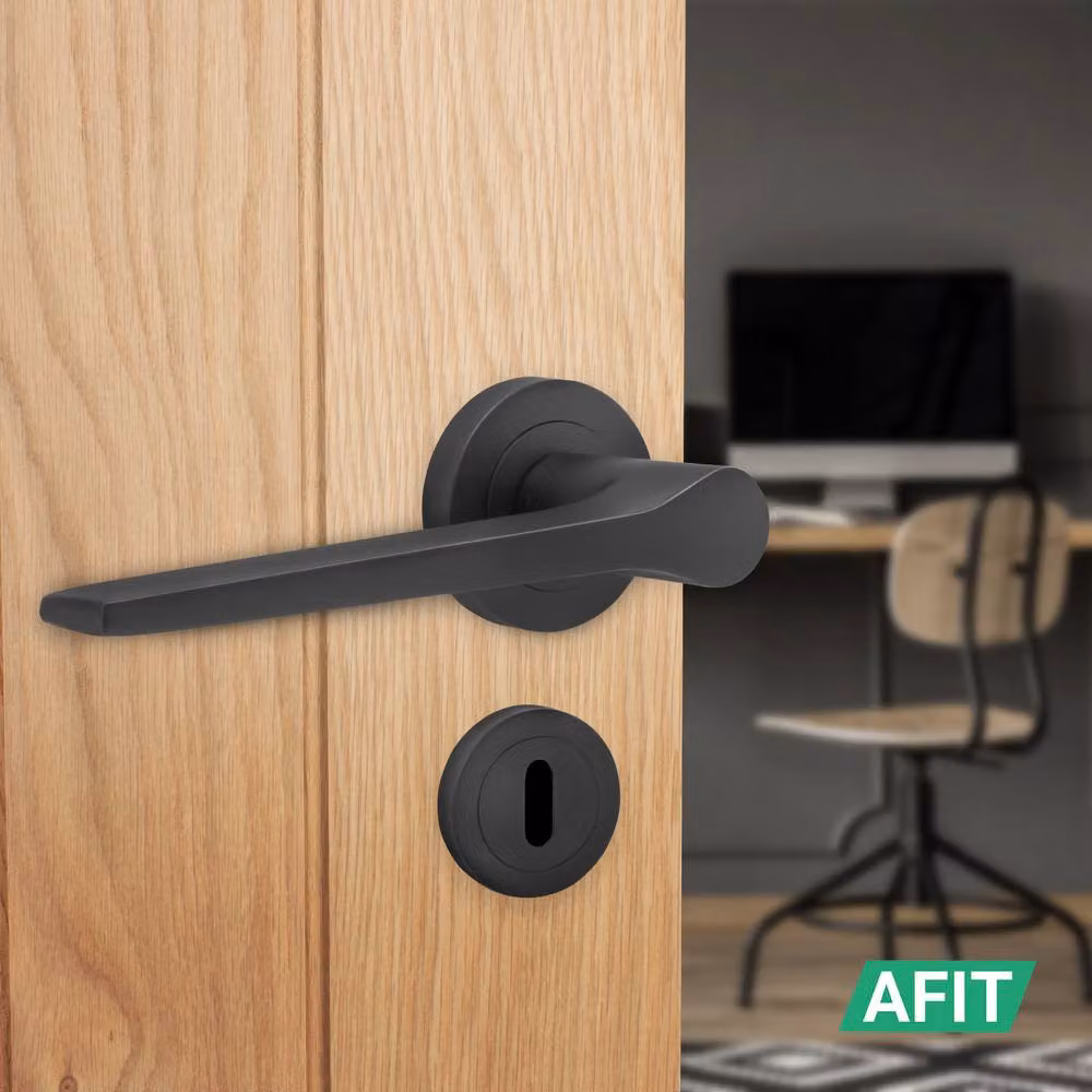 AFIT Black Fire Door Handle Key Lock Set with Hinges in Matt Black, 150 x 150 mm – 5