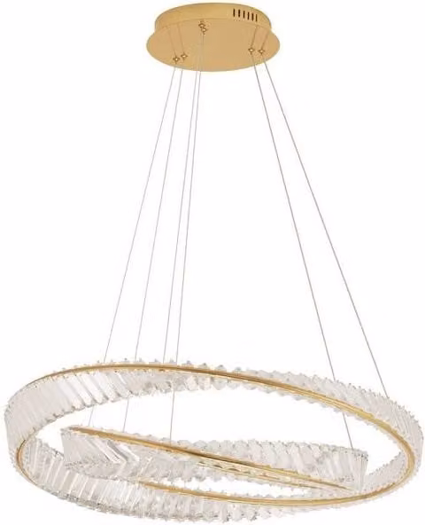 Nova Luce Aurelia Gold Metal and Crystal LED Pendant Light, Warm White, Dimmable