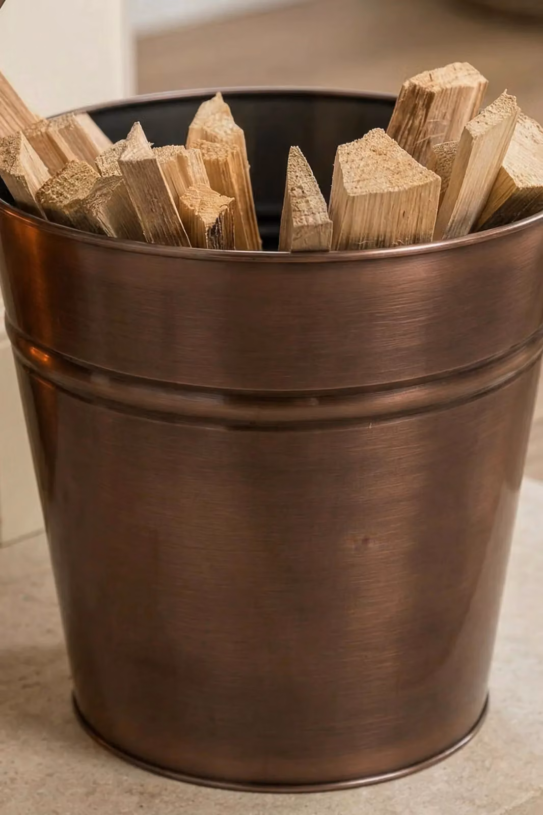 Dibor Traditional Copper Coal, Log Storage and Kindling Bucket Basket in Bronze with Handles – 2