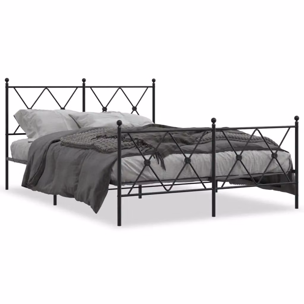 Berkfield Home Metal Bed Frame with Footboard, Black, W/D/H: 140 x 200 cm – 2
