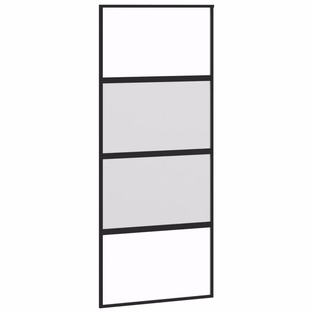 Berkfield Home Minimalist Sliding Door in Black with Transparent Tempered Glass and Aluminium, W: 90 cm, H: 205 cm – 2