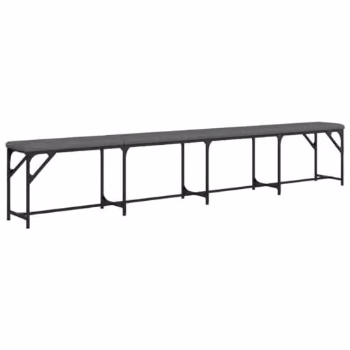 vidaXL Modern Straight Dining Bench in Grey Fabric and Metal, W: 248 cm, D: 32 cm, H: 45 cm