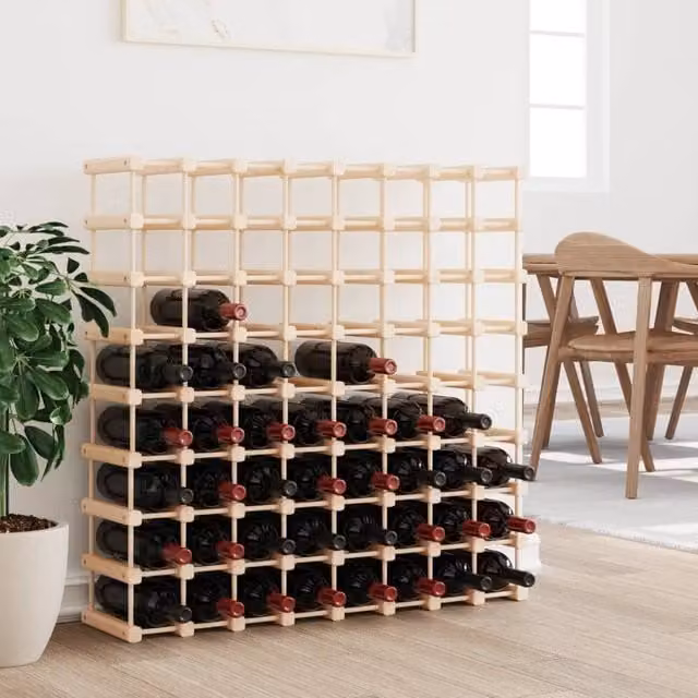 Berkfield Home Rustic Solid Wood Pine Wine Rack in Brown, Holds 72 Bottles, W/D/H: 90.5 x 23 x 90.5 cm – 1