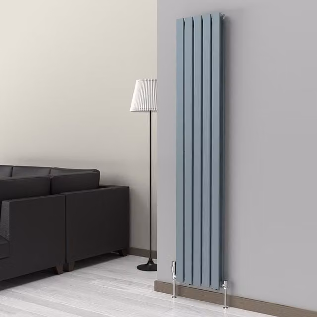 Lux Heat Flat Coloured Vertical Radiator in Pebble Grey, H: 180 cm x W: 35 cm (Double)