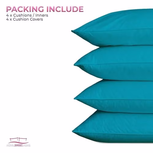 Snug City Pack of 4 Waterproof Outdoor Square Garden Patio Cushions with Removable Covers in Blue and Turquoise, W/D/H: 60 x 60 x 60 cm – 5