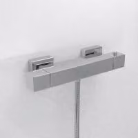 Nes Home Square Thermostatic Exposed Bar Shower Mixer Valve in Chrome Metallic Silver