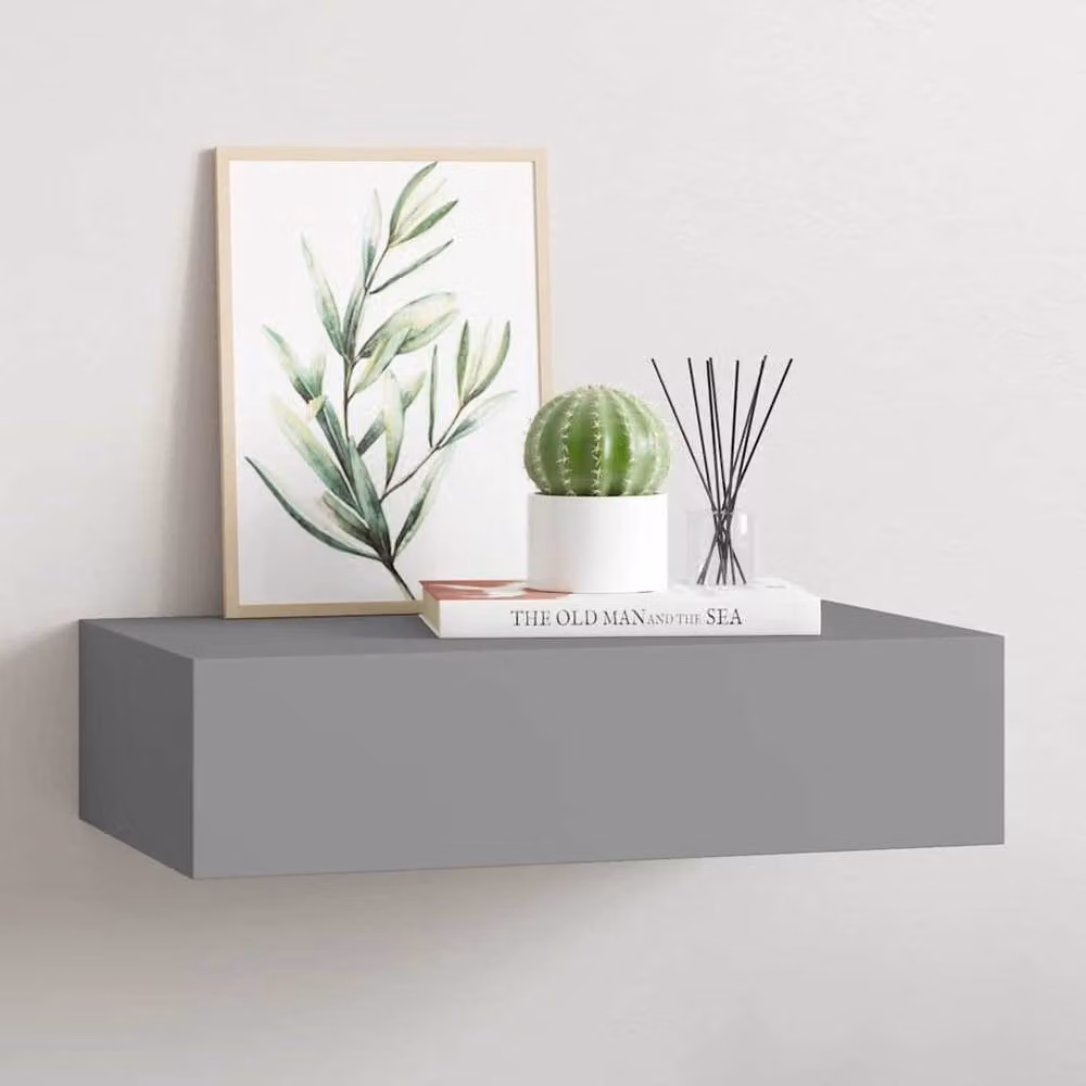 Berkfield Home Wall-mounted Drawer Shelf in Grey, W: 40 cm, D: 23.5 cm, H: 10 cm – 2