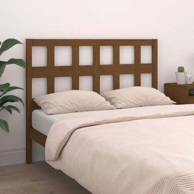 Berkfield Home Beautiful Bed Headboard in Honey Brown Solid Pine Wood, W: 125.5 cm, D: 4 cm, H: 100 cm
