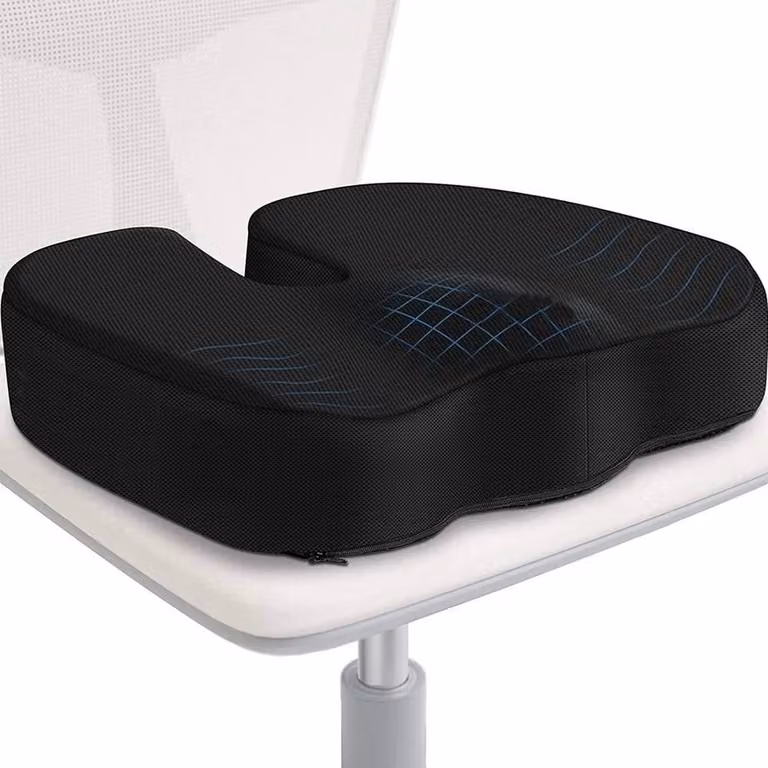 FLAVORA Orthopaedic Memory Foam Coccyx Pain Relief Seat Cushion in Black, W/D/H: 100 x 190 cm