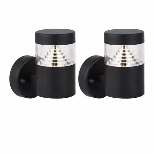 First Choice Lighting Pyramid Set of 2 Black LED Outdoor Wall Lights – 4