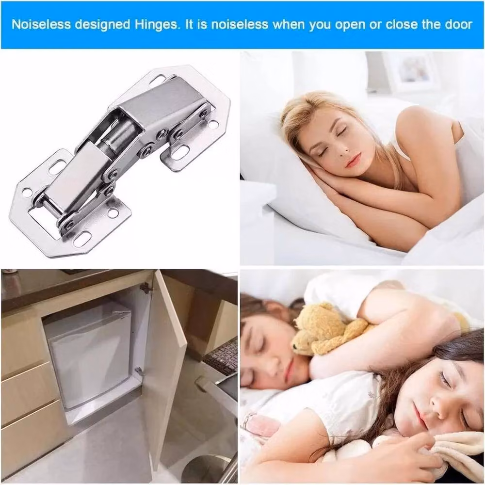 SPETLEK 10 Pack 90 Degree Damped Concealed Cup Kitchen Cabinet Hinges in Silver Chrome Steel – 5