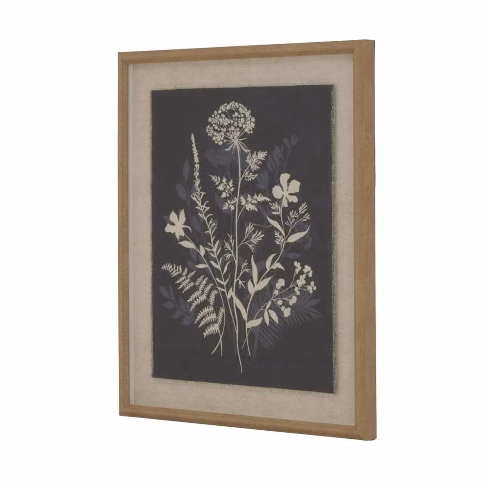 Hill Interiors Flora & Fauna Collection Meadow Beaded Linen Framed Wall Art in White – 2