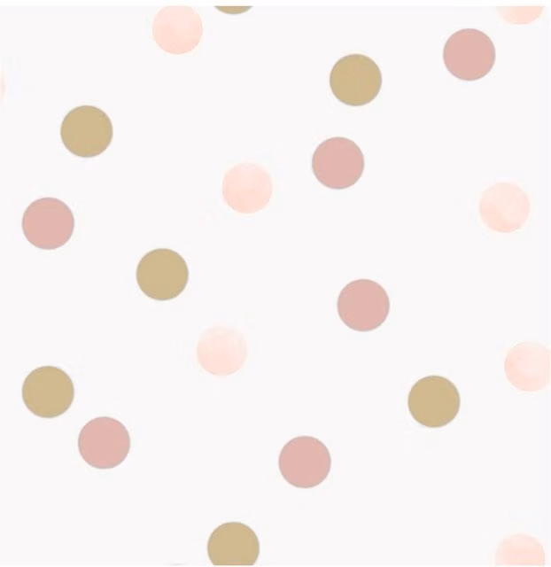 Superfresco Easy Pink and Gold Dotty Polka Wallpaper, Width: 52 cm