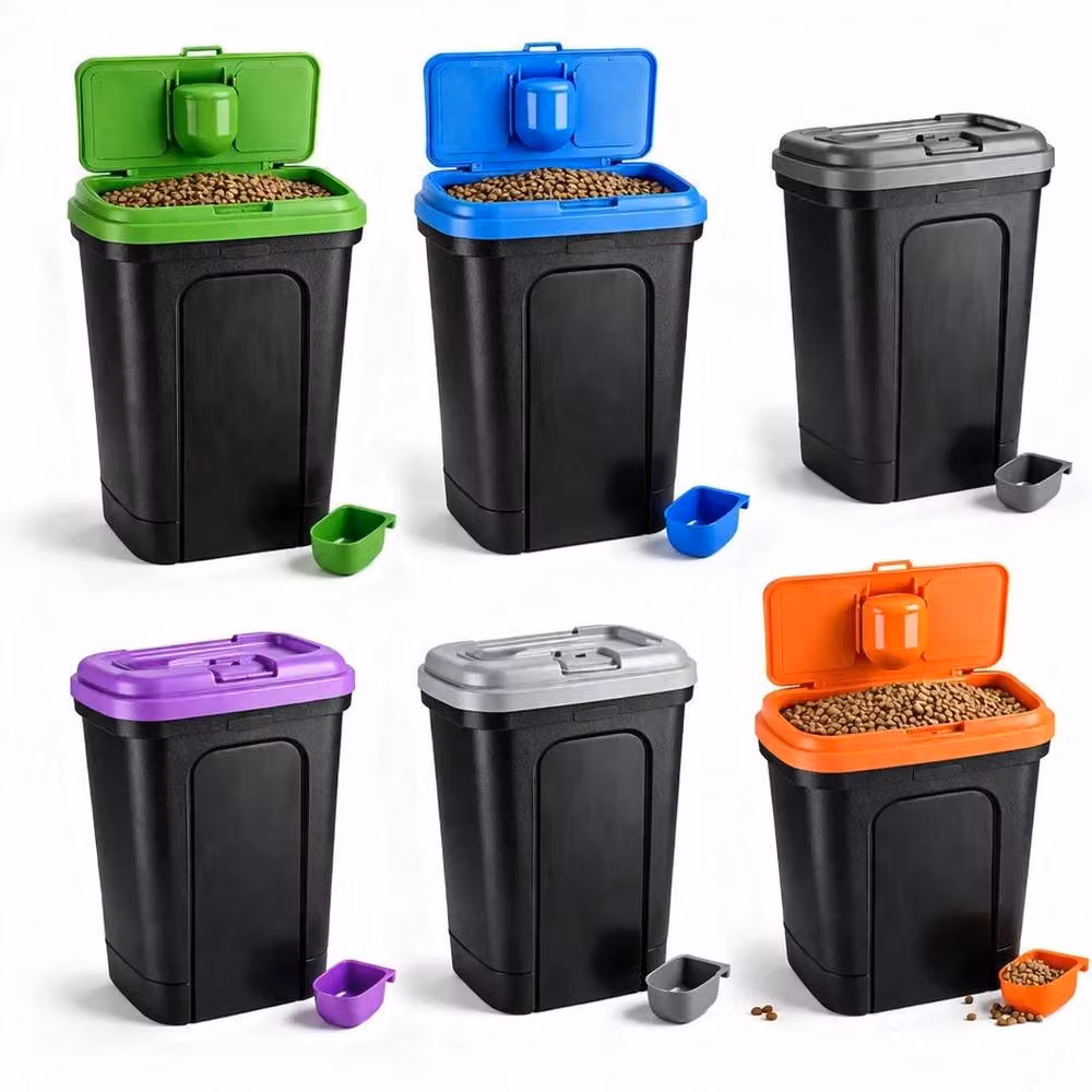 FLAVORA Grey Plastic Dry Pet Food Storage Container for Dogs and Cats, W/D/H: 100 x 15 x 15.5 cm – 5