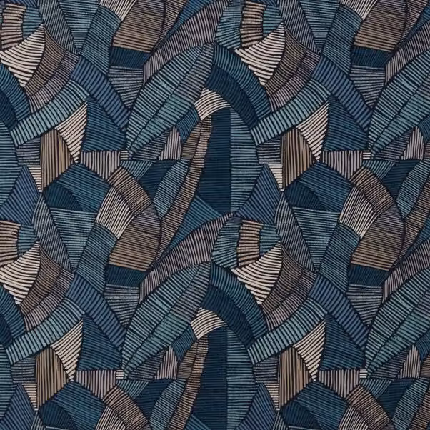 iLiv Definity Fabric Riviera Blue Graphic Retro Cotton Product