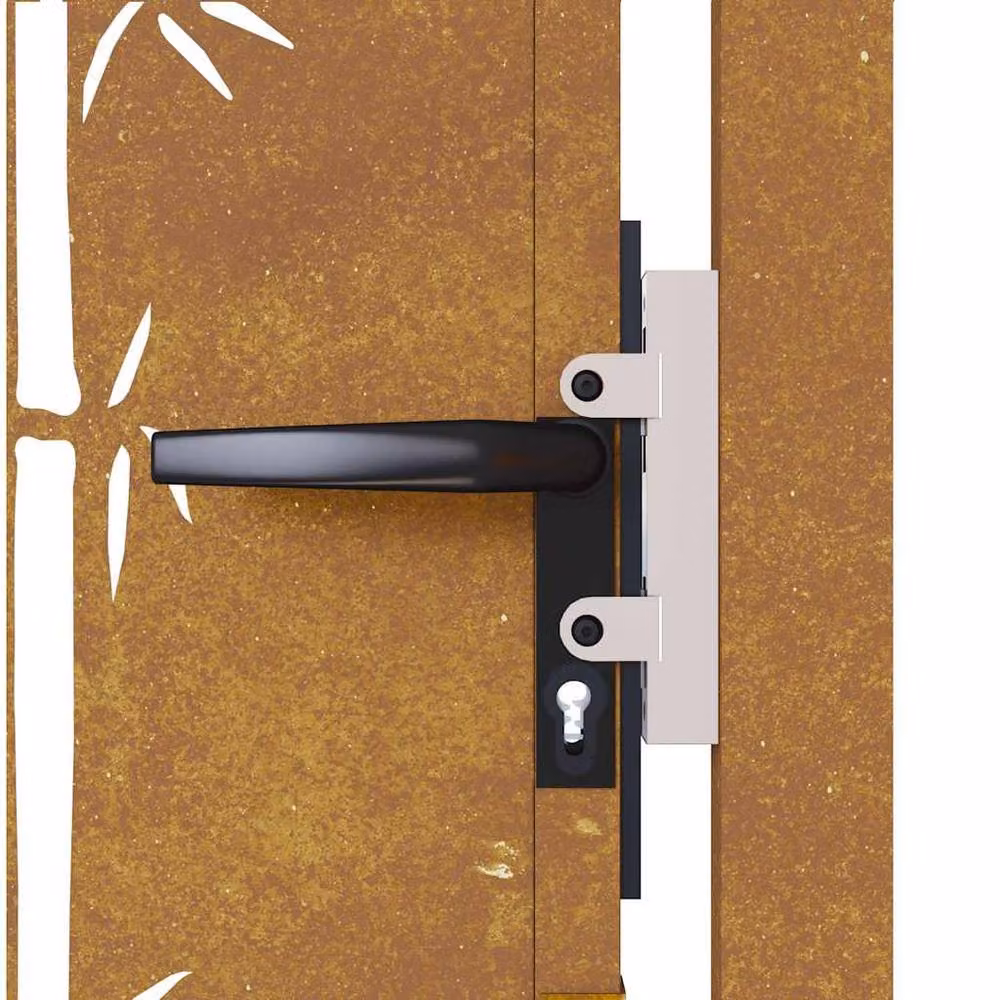 Berkfield Home Beautiful Garden Gate, Brown Corten Steel with Bamboo Design, W: 105 cm, H: 130 cm – 4