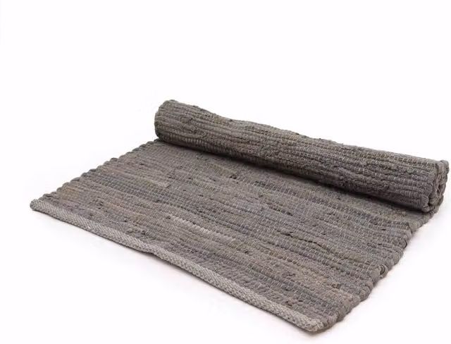KDMK Hard-wearing Woven Cotton Rectangular Rug in Grey and Black