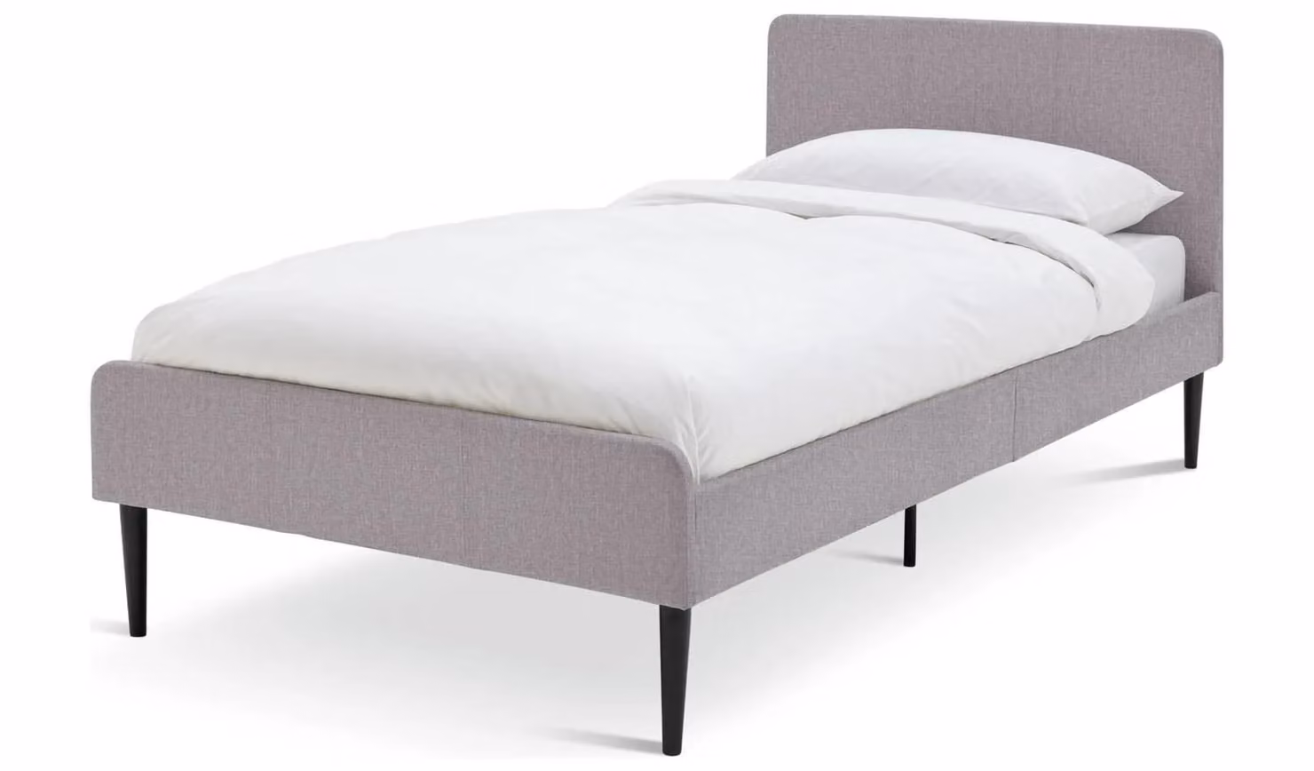 Kristopher Single Upholstered Fabric Bed Frame in Grey, W/D/H: 90 x 190 x 100 cm