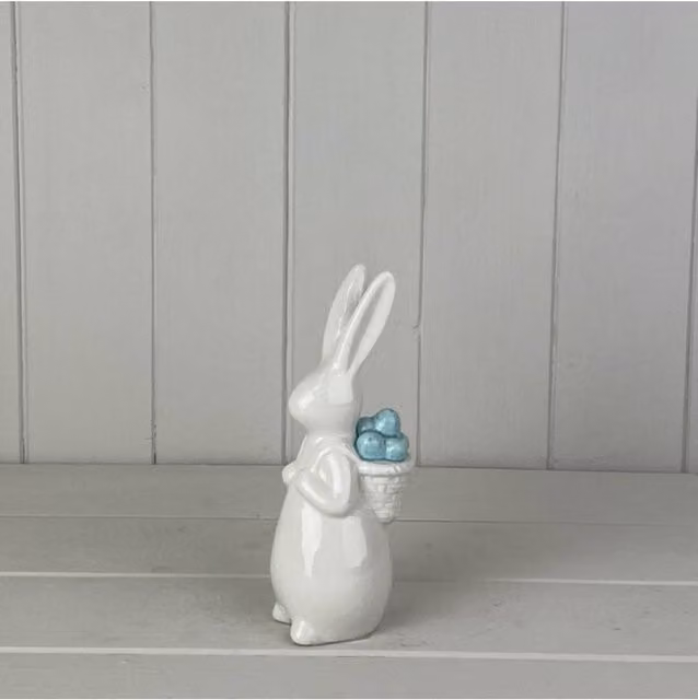 KDMD White Ceramic Animal Ornament for Easter Tabletop Decor, Height: 17 cm